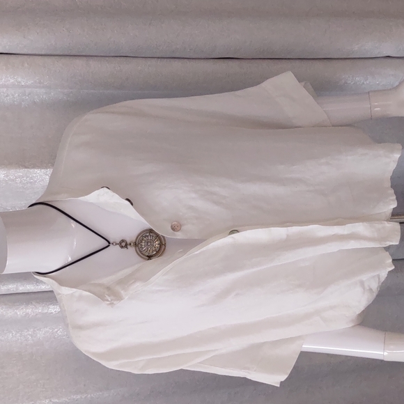 Bryn Walker dolman box button front white linen shirt unconstructed hidden S HOT - Picture 7 of 12